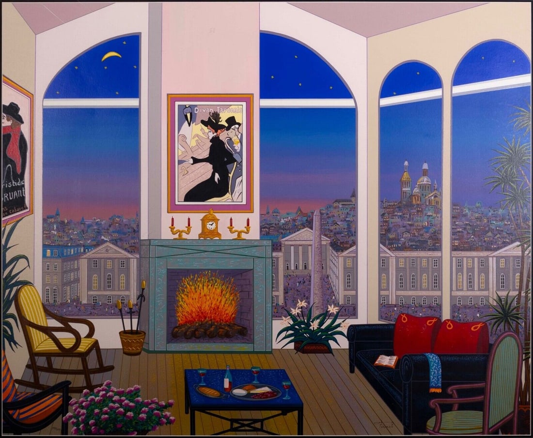 Fanch Ledan Interior with Lautrec Signed Contemporary Serigraph 198/495 Framed (1 of 13)