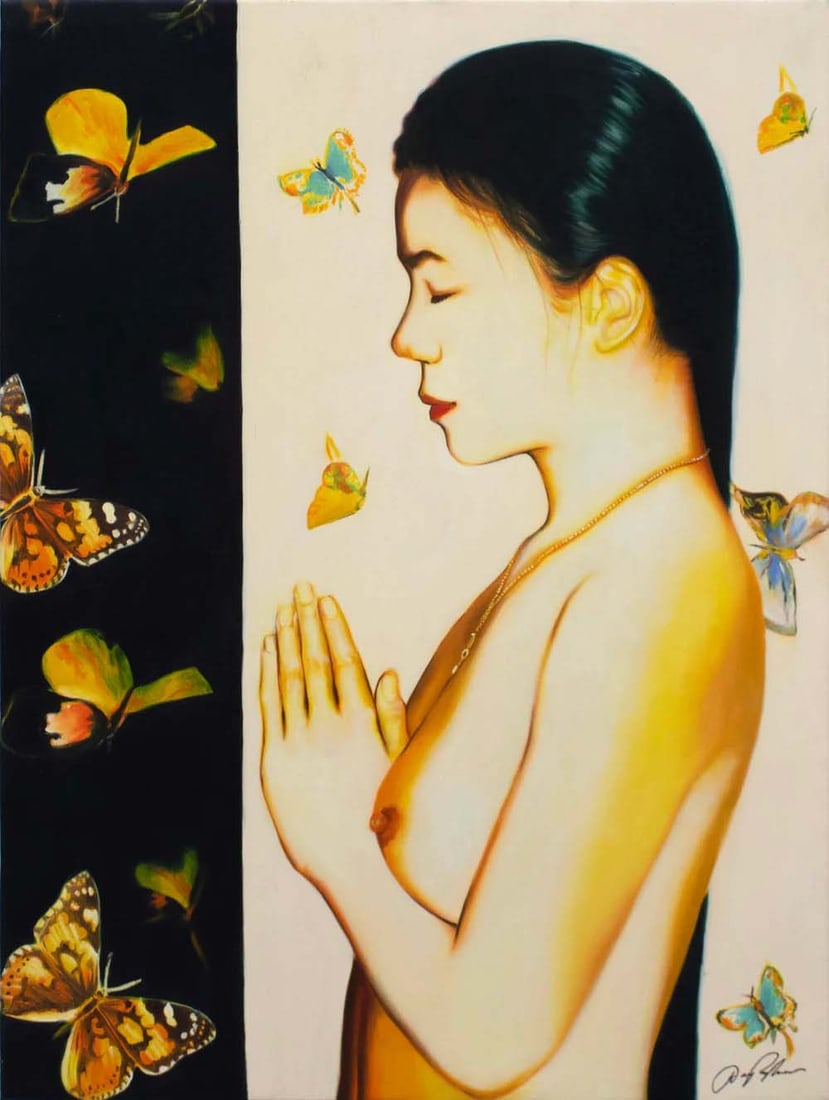 Dominic Pangborn Nam Myoho Renge Kyo Unique Contemporary Acrylic Painting on Canvas (1 of 6)