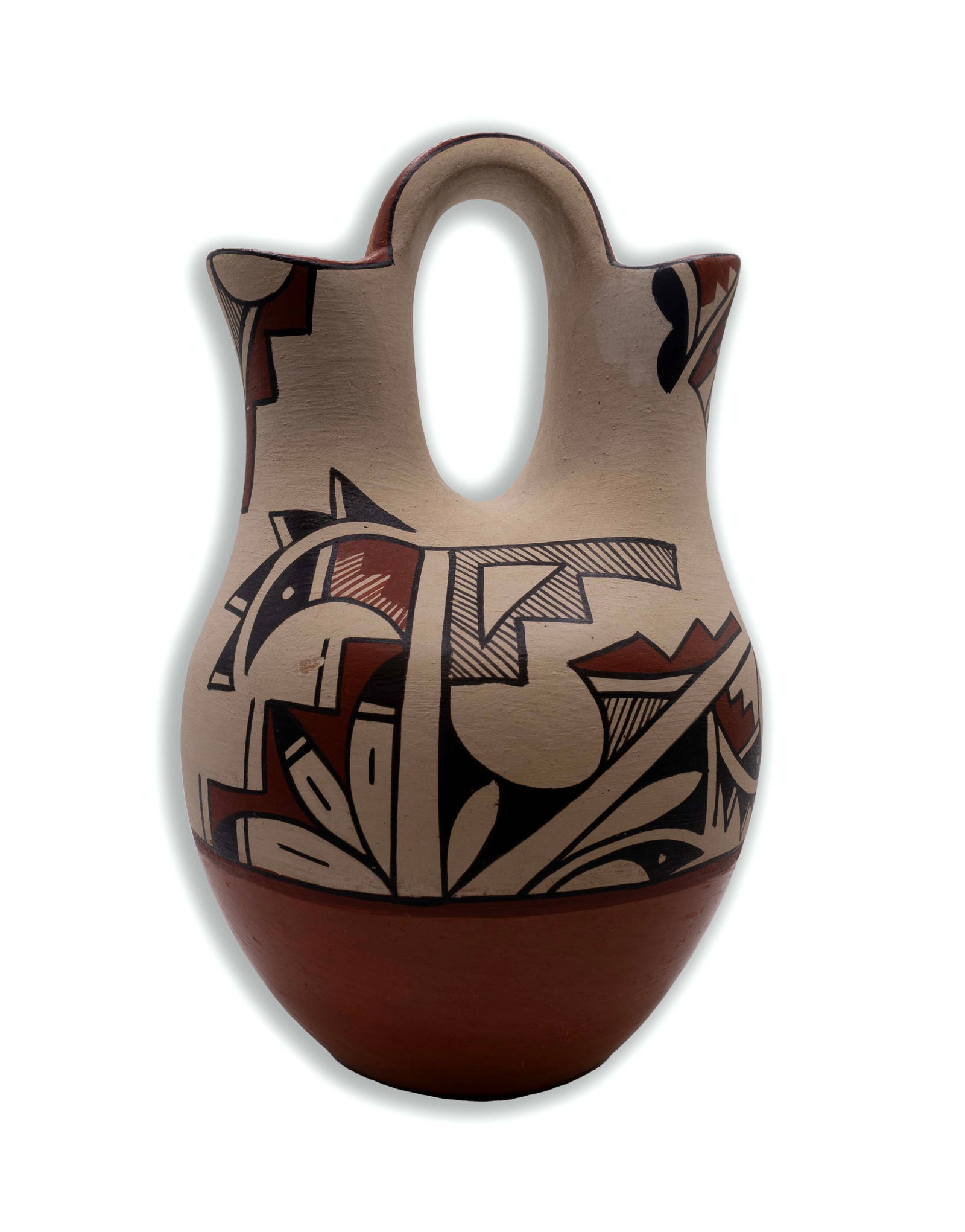 Angie Loretto Signed Jemez Pueblo New Mexico Wedding Vase Hand Painted Fired Earthenware Pottery (1 of 9)