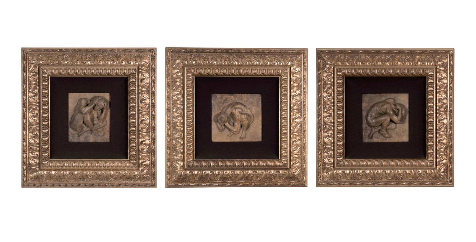 Nguyen Tuan Postures of Emotion Suite Set of 3 Bas Relief Bronze 22/250 Framed 1999 (1 of 15)