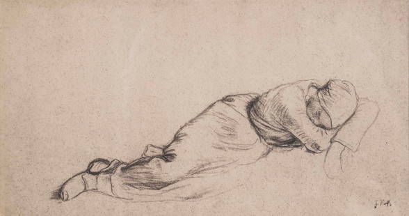 Jean-Francois Millet Moissonneuse Endormie Sleeping Harvester Vintage Lithographic Print Framed: A vintage lithographic print of a famous drawing that is in the Louvre Collection by Jean-Francois Millet. Titled “MoissonneuseEndormie, Etendue de Droite à Gauche (Sleeping Harvester,