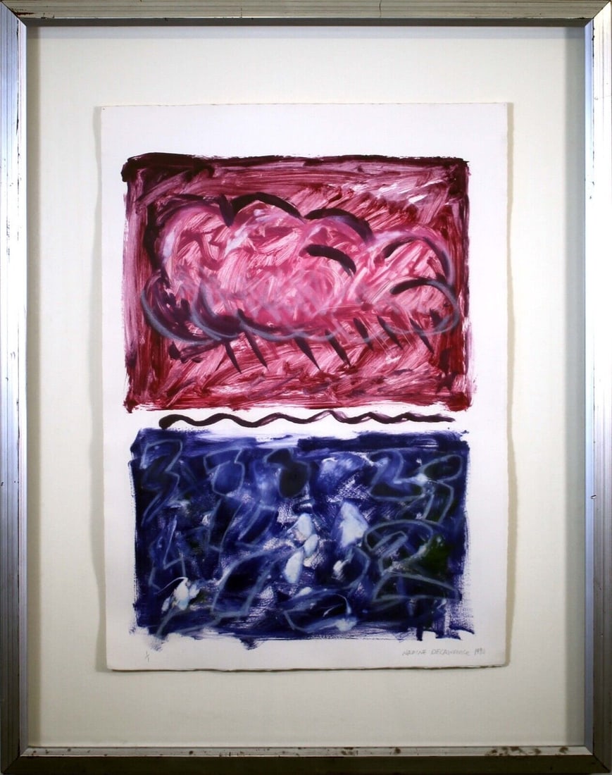 Nadine DeLawrence Maine Untitled No. 34 Signed Monoprint on Paper Framed 1990 (1 of 13)