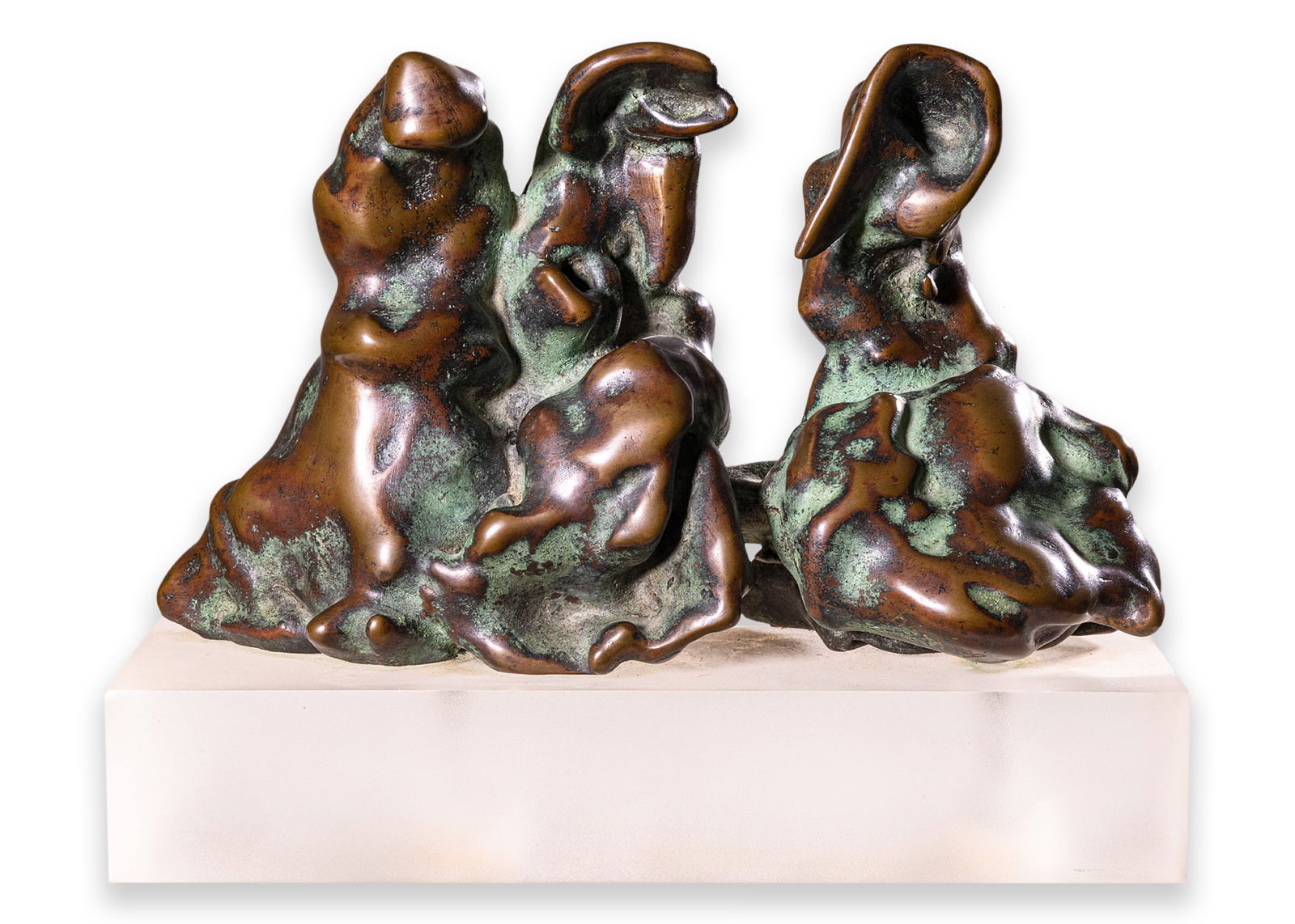 Modernist Abstract Patinaed Bronze Signed Sculpture on Lucite Base 1970s (1 of 8)