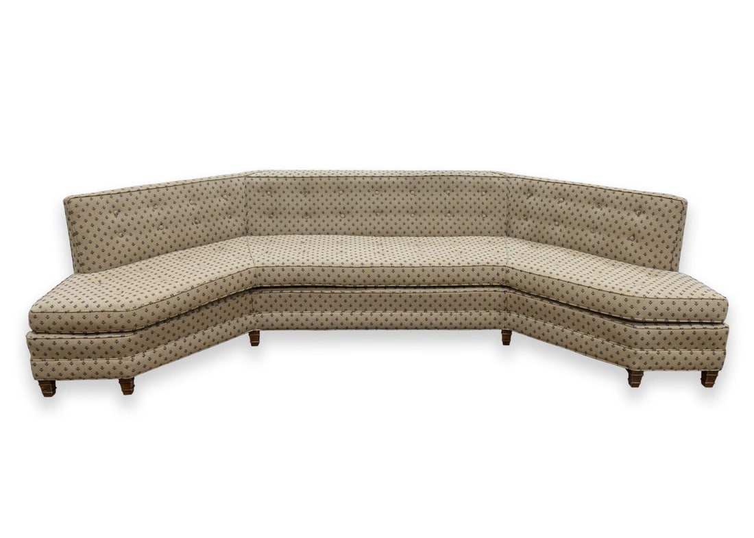 Mid Century Modern Curved Beige Floral Sofa in the Manner of Harvey Probber (1 of 10)