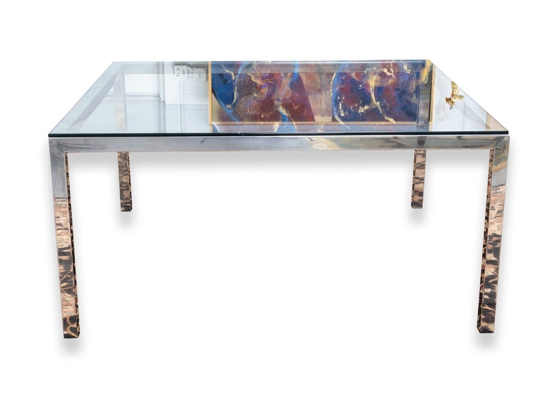 Milo Baughman Contemporary Modern Large Polished Chrome Square Dining Table (1 of 8)