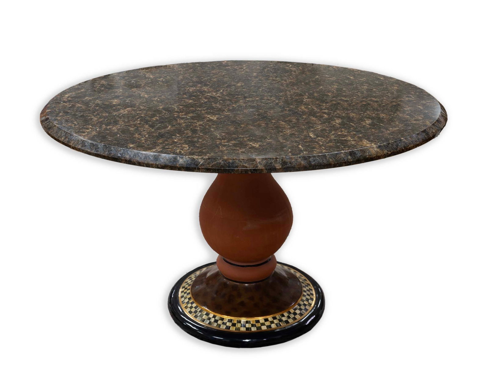 MacKenzie Childs Marble Breakfast Table Hand-Painted Base Vintage Traditional Design 2000s (1 of 8)