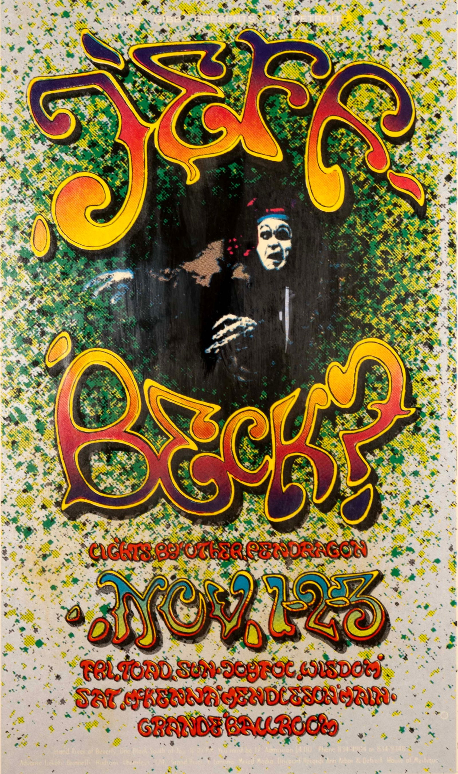 Carl Lundgren Signed Jeff Beck Group Grande Ballroom Detroit Poster 1968 Music Memorabilia (1 of 10)