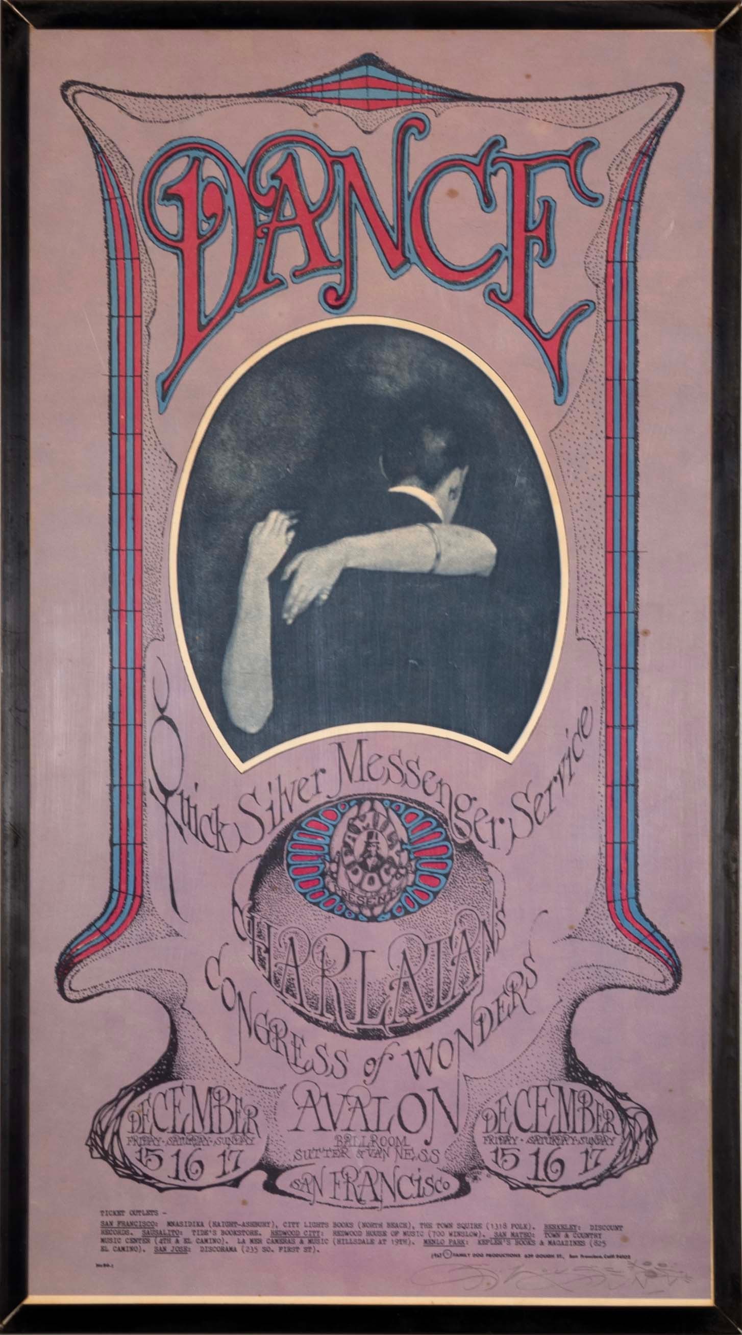 Stanley Mouse Signed Dance Quicksilver Messenger Service Poster 1967 Music Memorabilia (1 of 10)