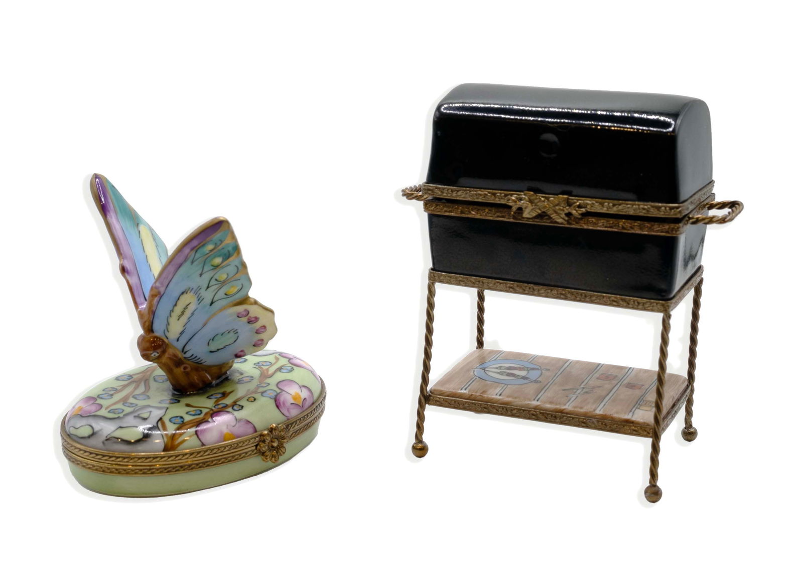Limoges Butterfly & Grill Set of Miniature Porcelain Box Collectables (1 of 16)