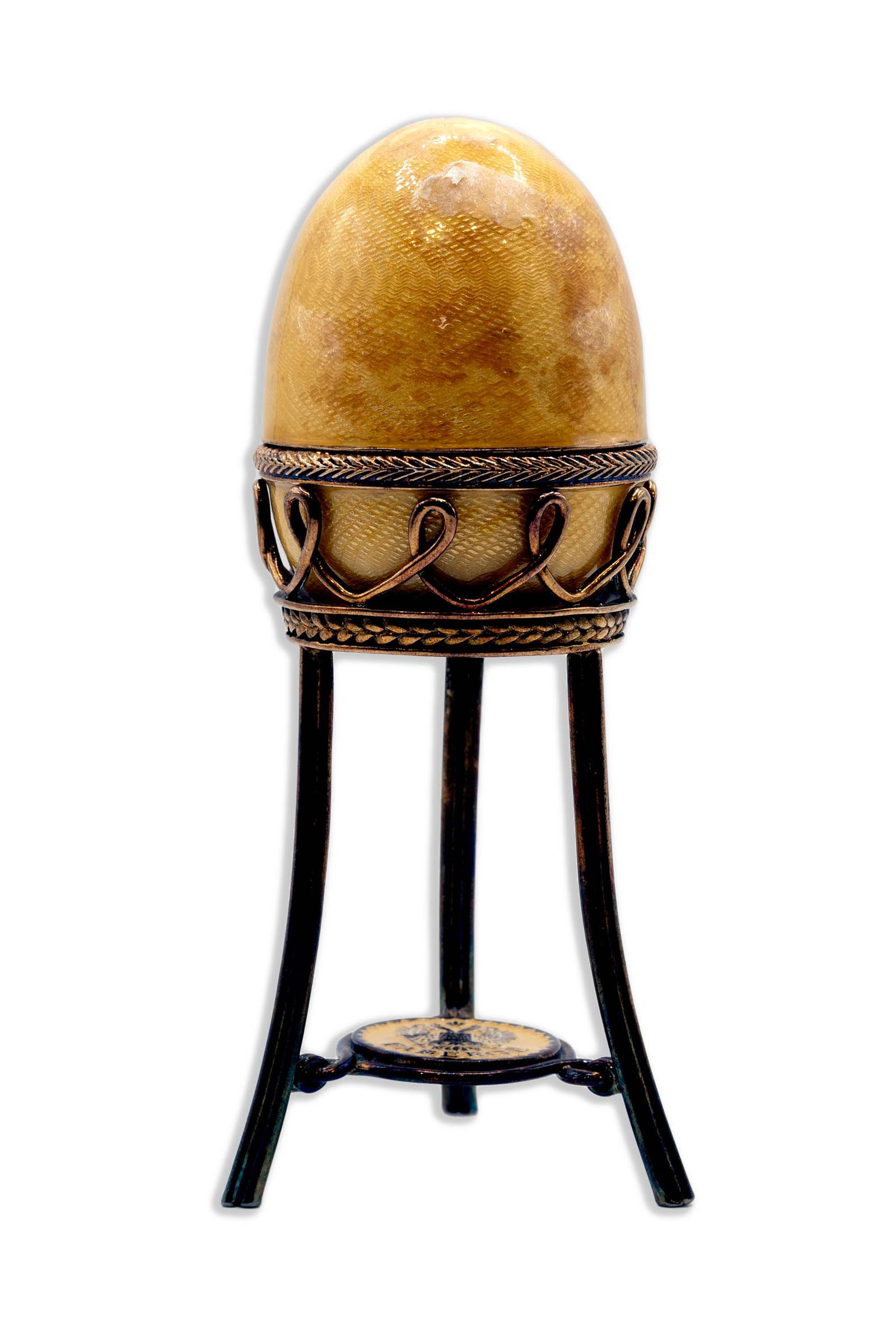 Faberge Menagerie Surprise Egg with Hand-Carved Jade Owl on a Gold-Plated Stand (1 of 10)