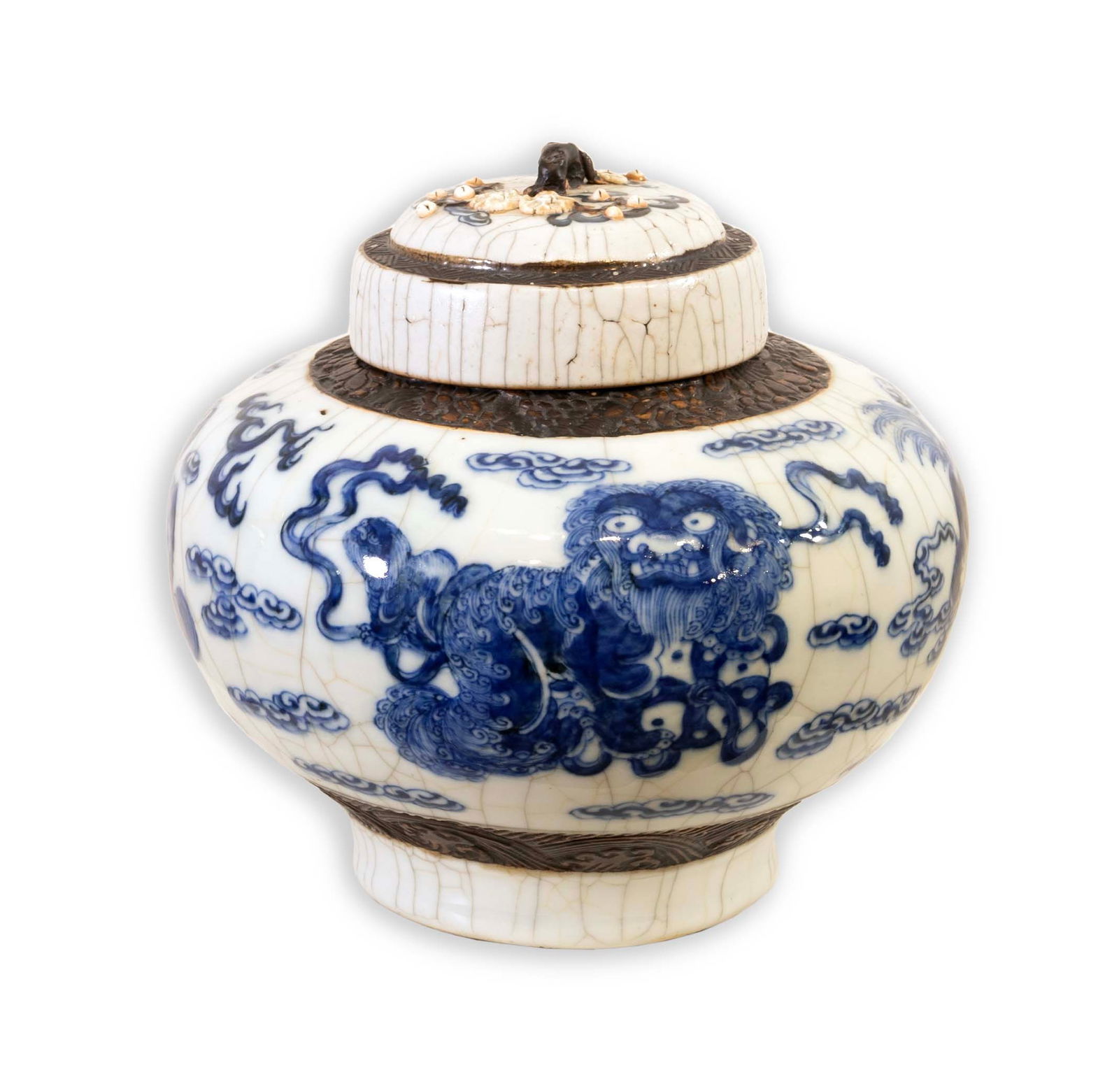 Ge Yao Chinese Blue and White Porcelain Ginger Jar and Lid w/ Painted Dragon (1 of 9)
