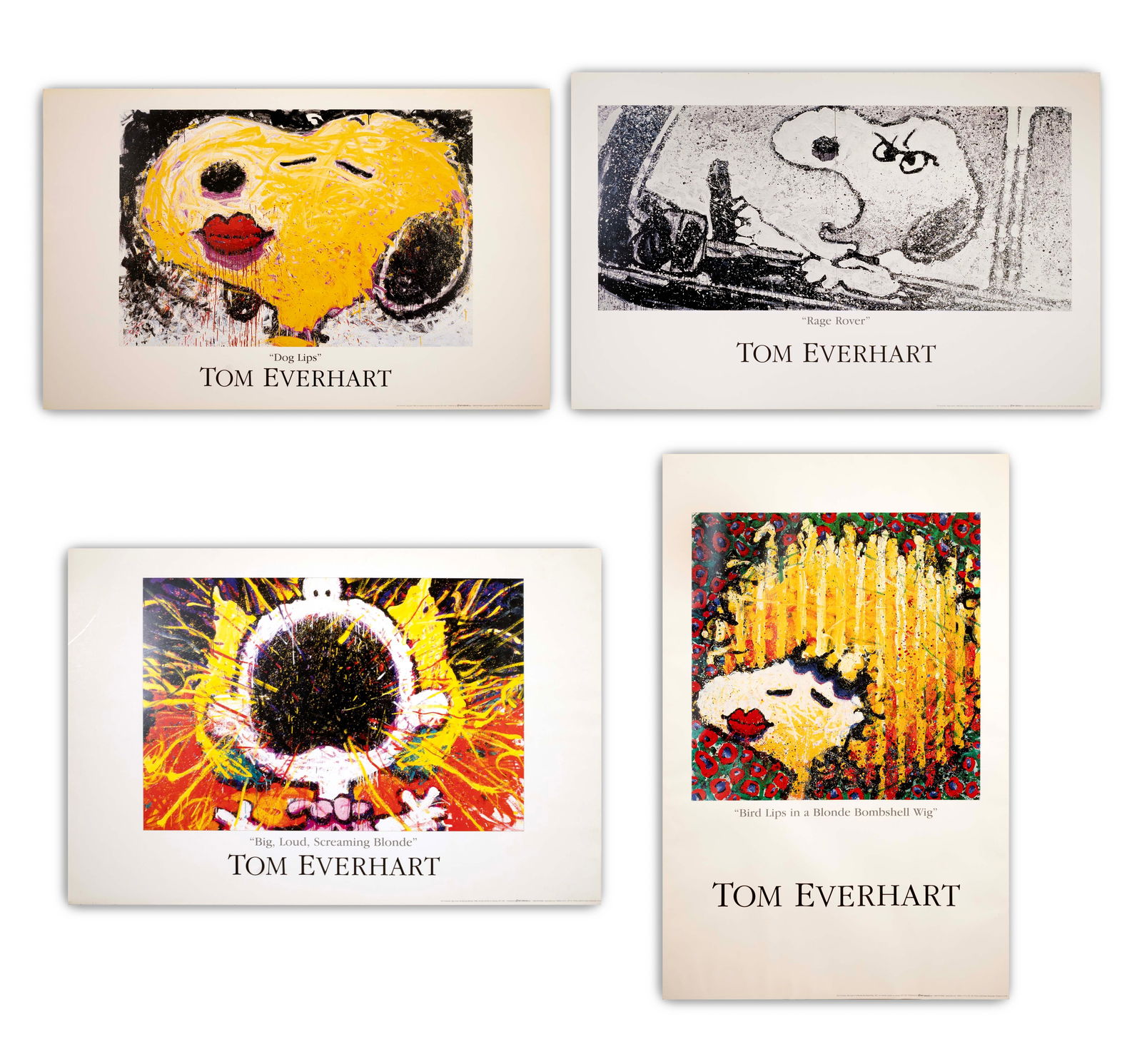 Tom Everhart Set of 4 Contemporary Cartoon Pop Art Lithographic Posters Unframed 1990s (1 of 13)