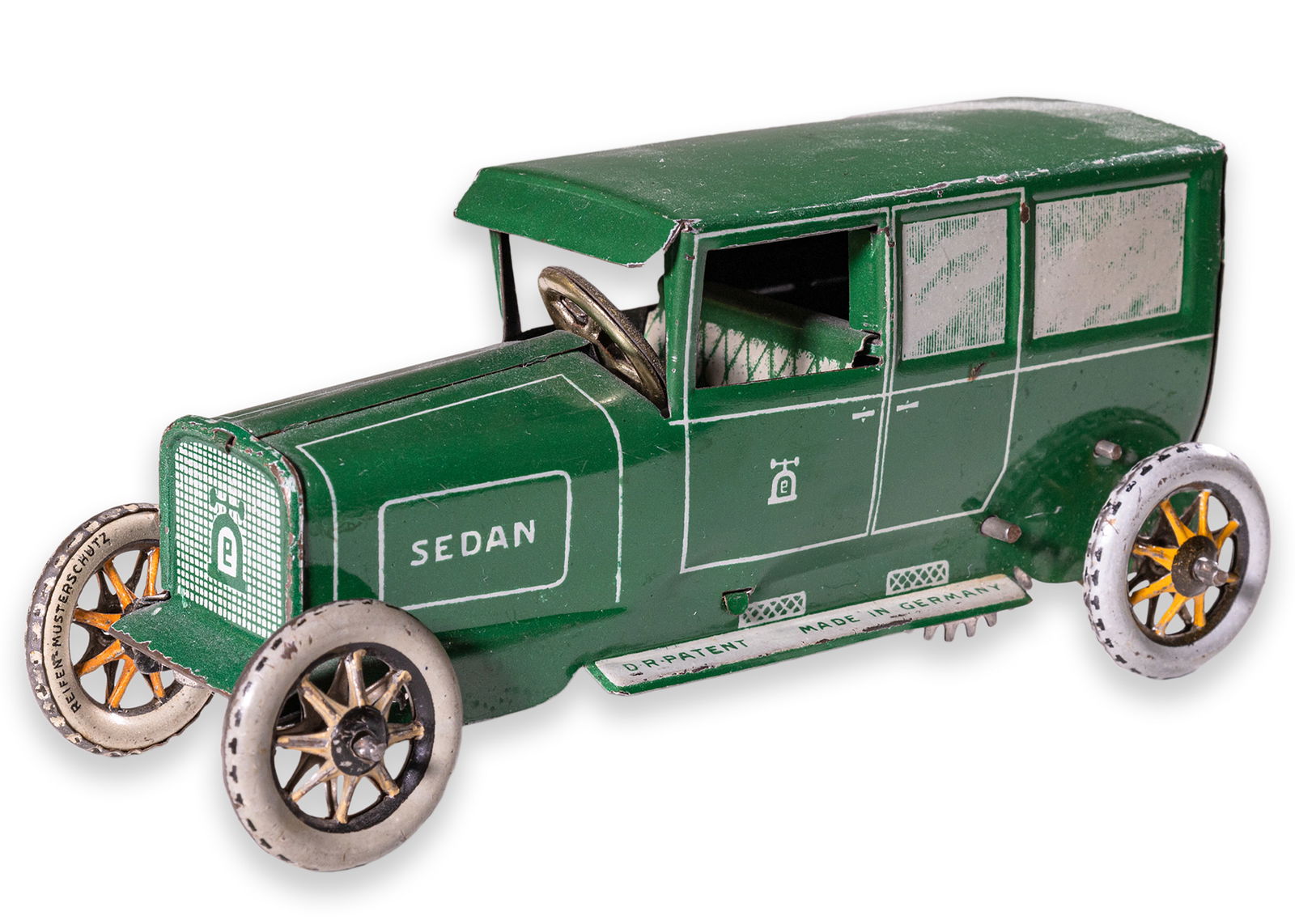 Lehmann Green 765 Sedan Car Antique Windup Tin Toy Collectables Germany 1920s (1 of 8)