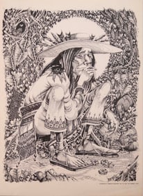 Rick Griffin Huichol Indian Vintage Psychedelic Lithographic Poster 1967 Framed