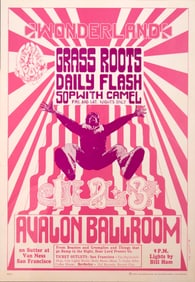 Wes Wilson Wonderland Grass Roots Daily Flash 1966 Vintage Lithographic Rock Concert Poster Framed