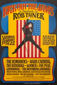 Gary Grimshaw Signed Kick out the Jams Rob Tyner Tribute 1993 Detroit Lithographic Concert Poster