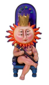 Sergio Bustamante Seated Sun King Signed Contemporary Hand Painted Plaster Sculpture 101/150