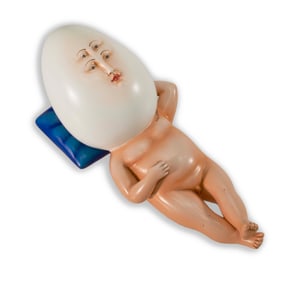 Sergio Bustamante Surrealist Egg Man on Pillow Signed Hand Painted Plaster Sculpture 27/100