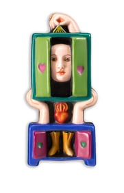 Sergio Bustamante Surreal Heart Brooch Pendant Signed Contemporary Sterling Silver 925 Mexico