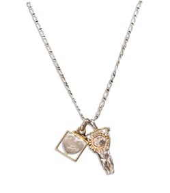 Sergio Bustamante Surreal Heart & Sun Man Pendant Necklace Signed Sterling Silver 925 Mexico