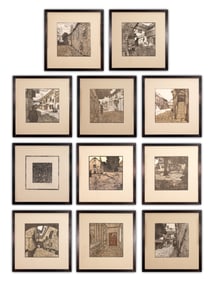Carl Moll Beethoven Hauser (Portfolio of 12) Signed Art Nouveau Color Woodcuts Framed 1902