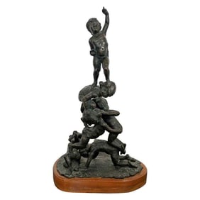 Edward Chesney Mid Century Modern Bronze Table Sculpture Signed 1972