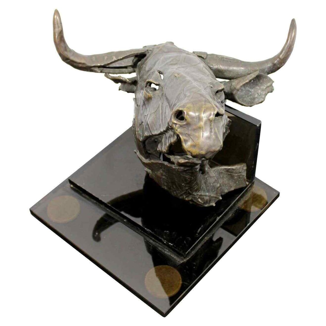 Gordon Hipp Contemporary Modern Bronze Steer Table Sculpture Signed Dated 1990s (1 of 12)