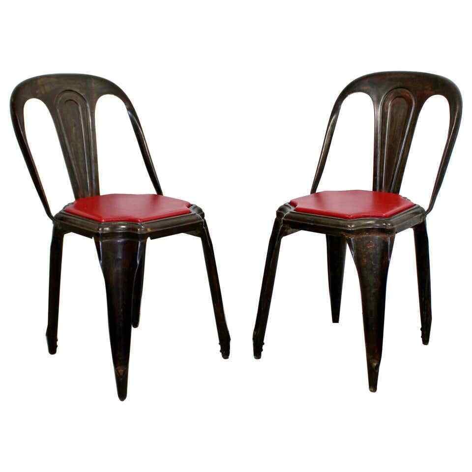 Pair of Fibrocit Stacking Bistro Chairs Metal France 1950s Mid Century Modern (1 of 9)