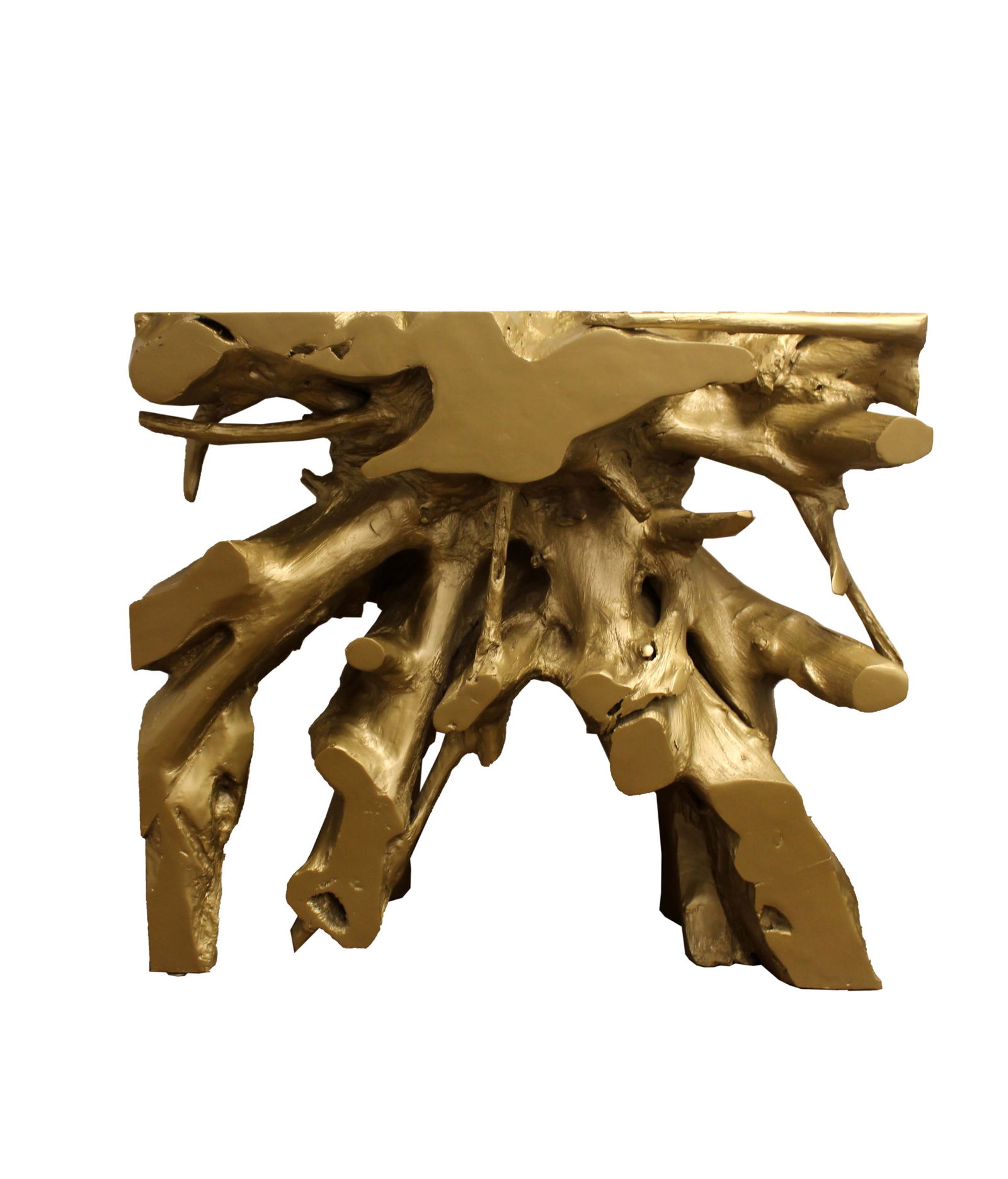 Modern Contemporary Free Form Live Edge with Copper Finish Console Table (1 of 8)