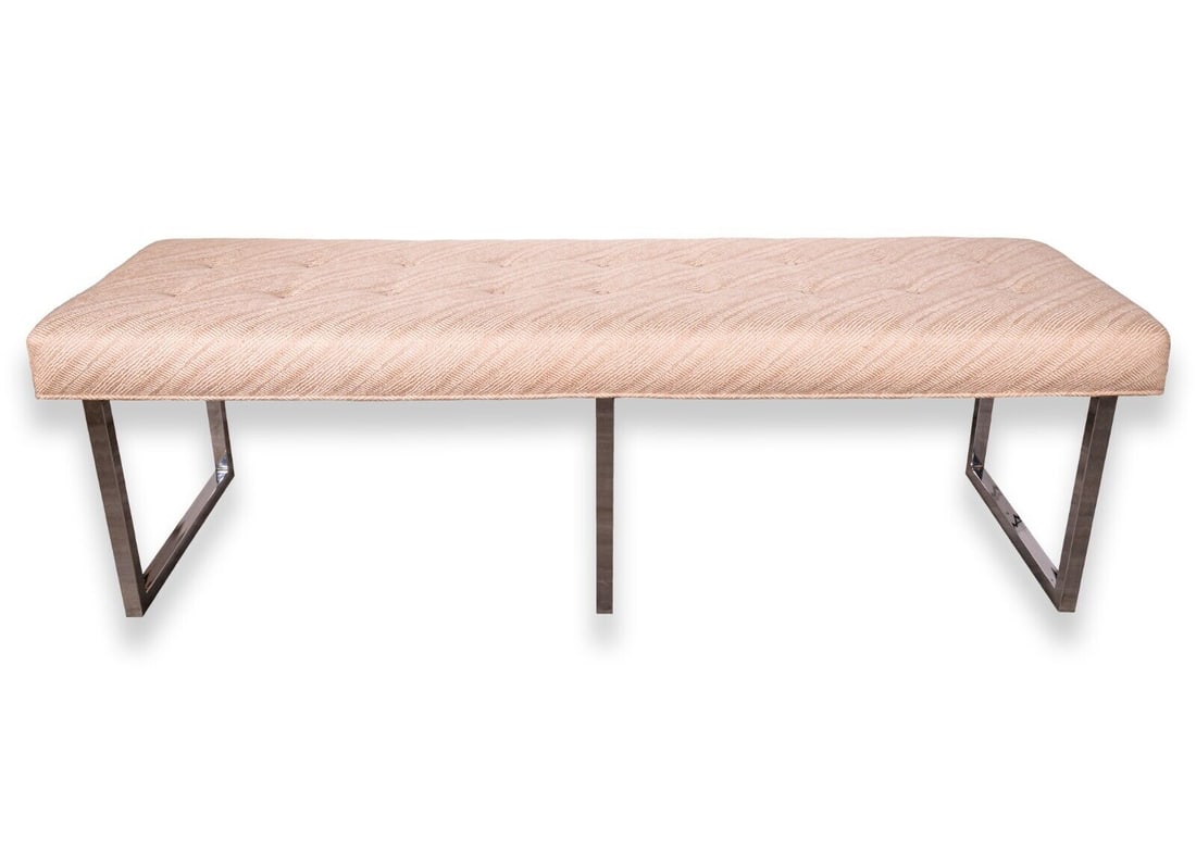 Contemporary Modern Chrome Base Cream Bench (1 of 6)