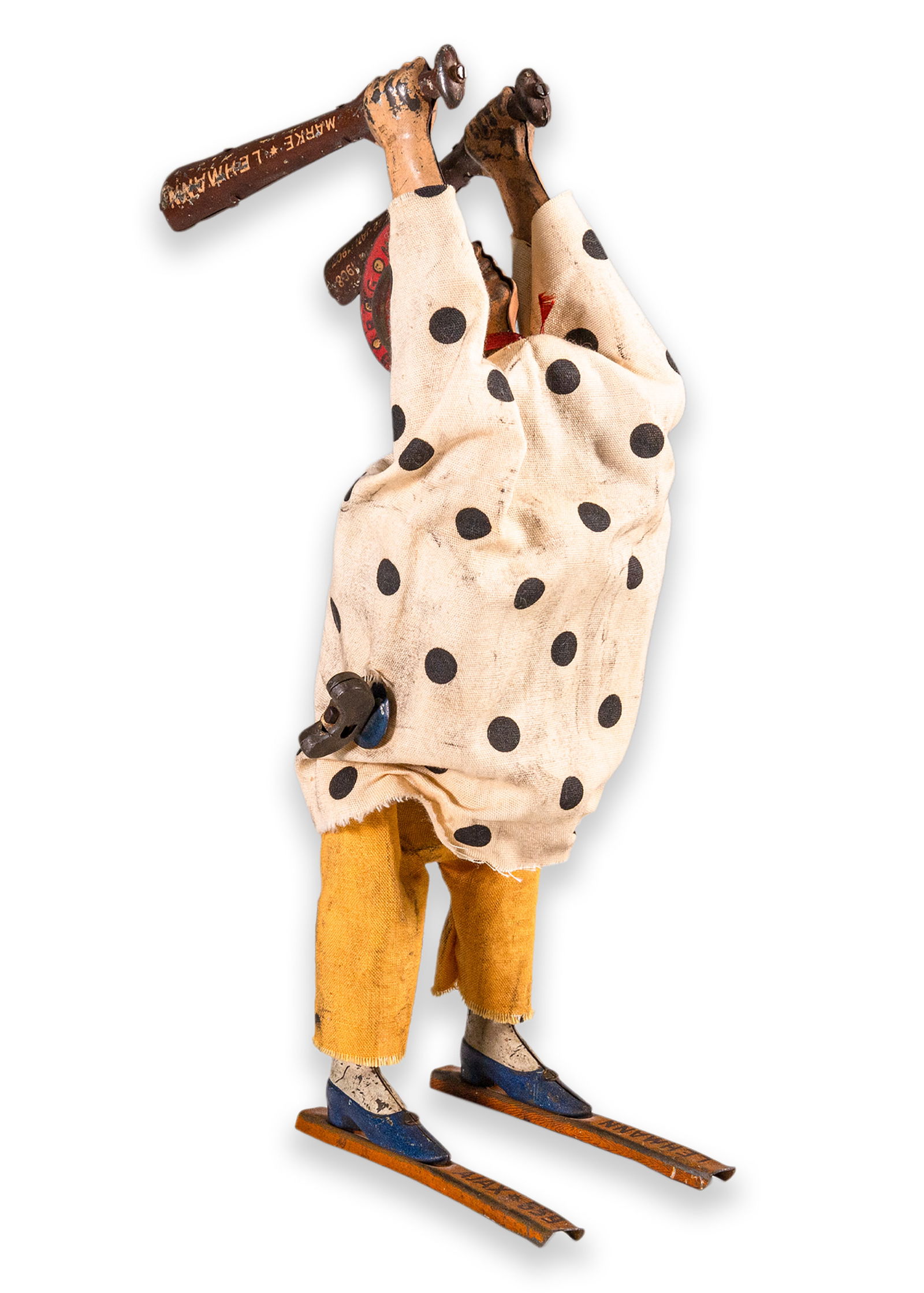Lehmann Ajax Clown on Skis Windup Clockwork Antique Tinplate Toy Germany 1920 (1 of 7)
