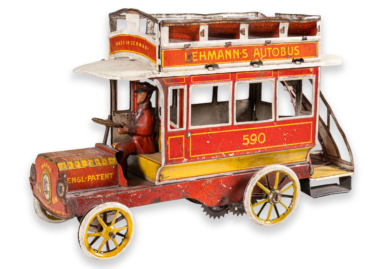 Lehmann Autobus Windup Clockwork Antique Lithographed Tinplate Toy Germany 1903 (1 of 9)