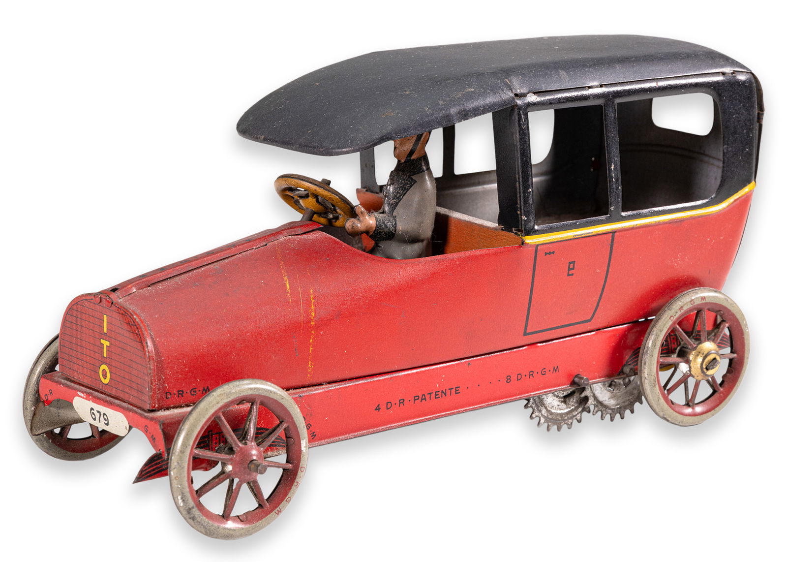 Lehmann ITO Red Sedan Windup Clockwork Tinplate Antique Toy Figure Germany 1913 (1 of 7)