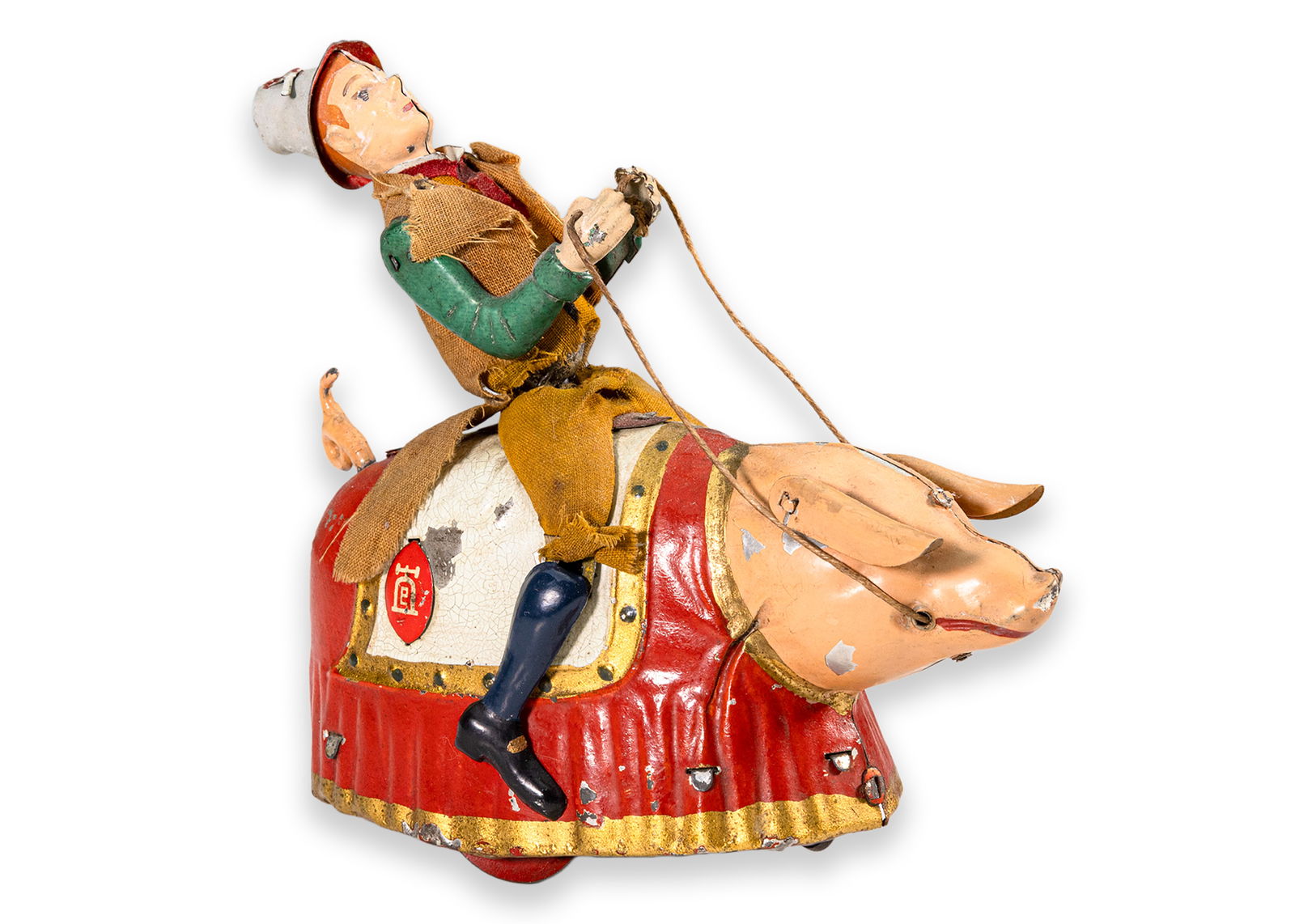 Lehmann Paddy and the Pig Windup Clockwork Tinplate Figure Antique Toy Germany 1920 (1 of 6)