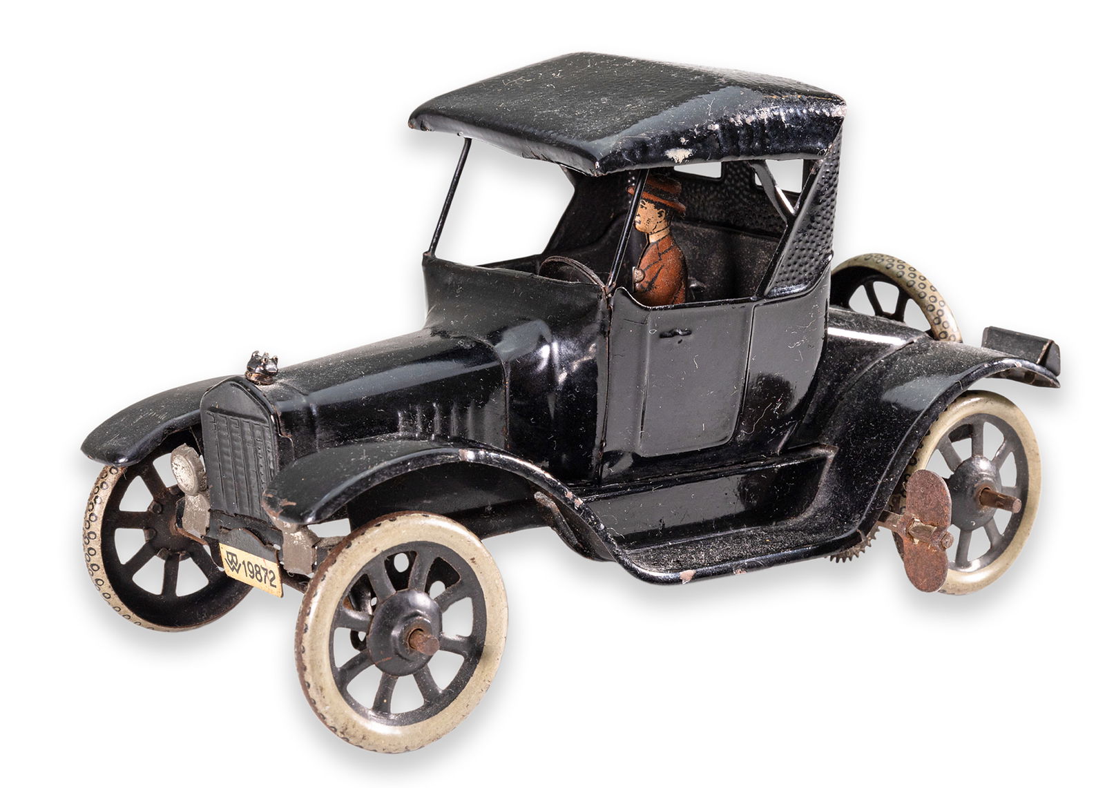 Bing Model T Black Toy Car Windup Clockwork Tinplate Figure Antique Germany 1920 (1 of 7)