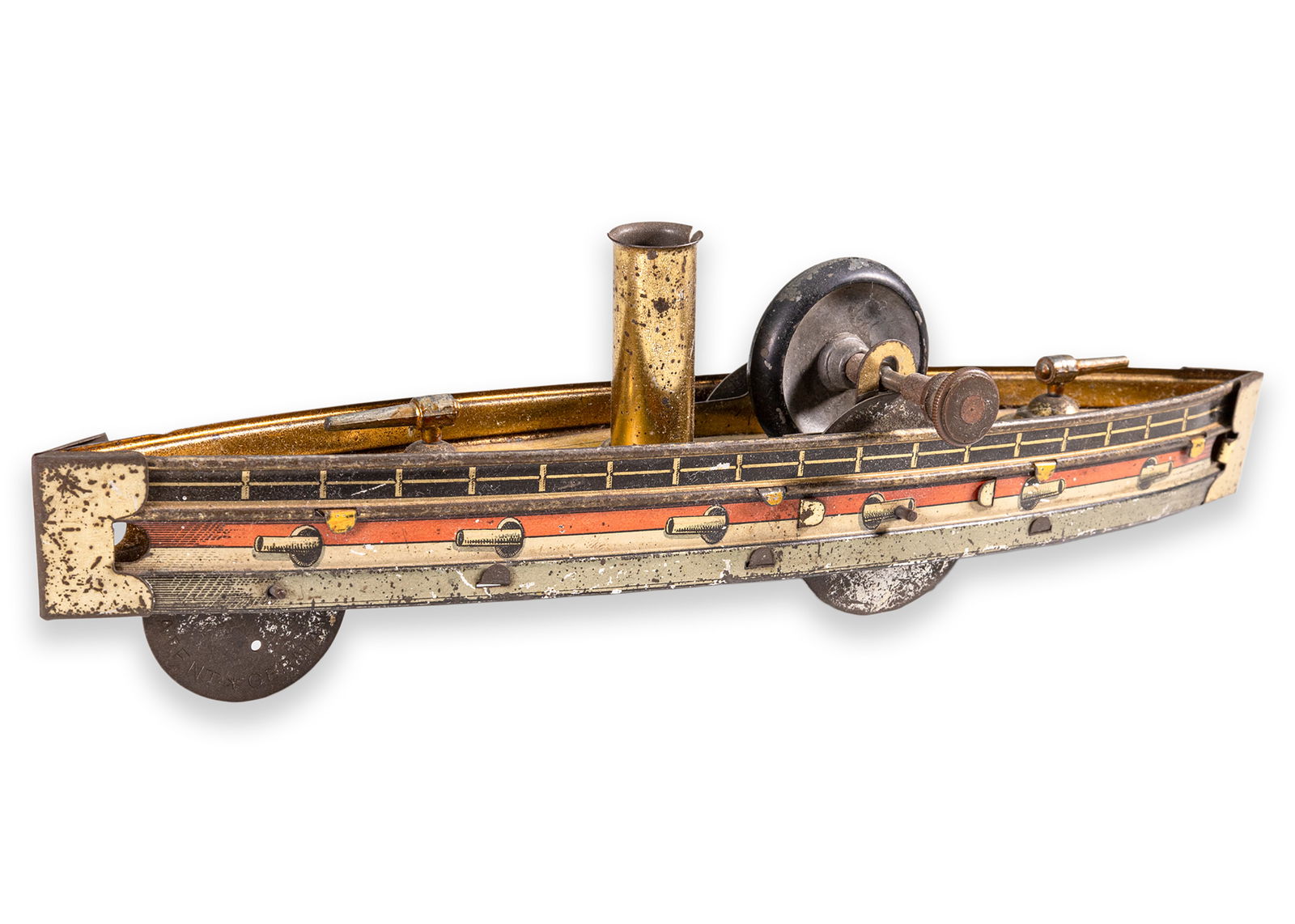 Carette Torpedo and Gunboat with Flywheel Antique Lithographed Tinplate Toy Germany 1909 (1 of 6)