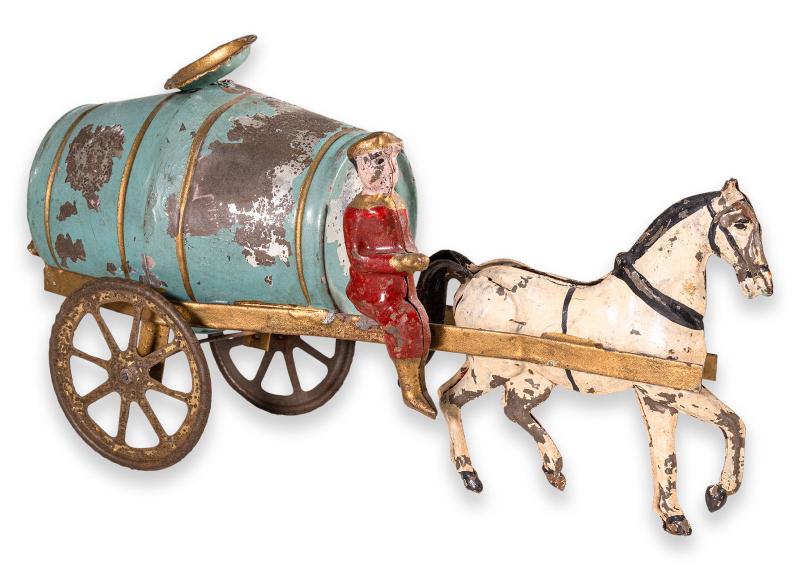 German Horse Drawn Water Wagon Antique Tinplate Penny Toy 1920s (1 of 6)