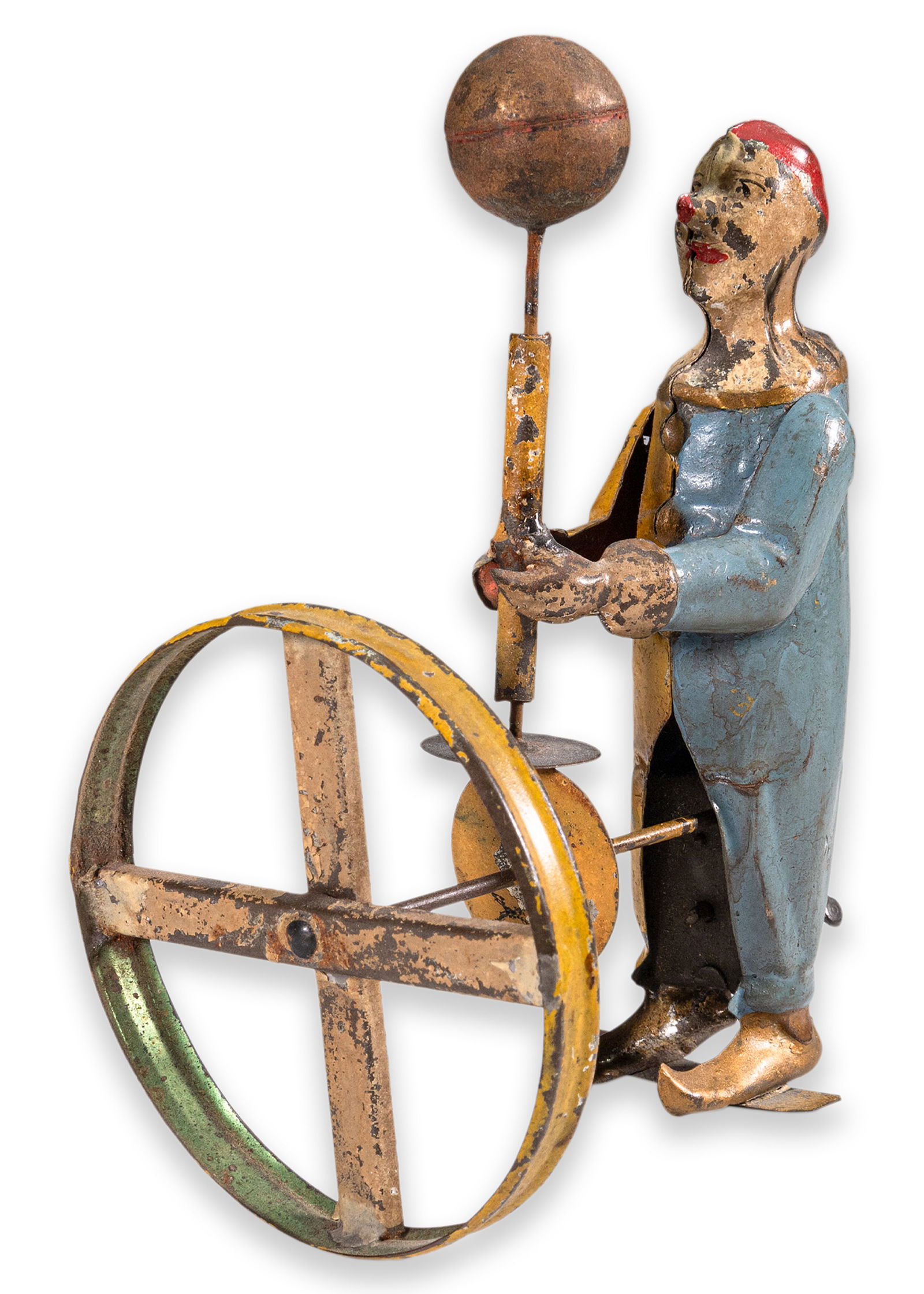 Gunthermann Clown with Wheel Windup Clockwork Antique Toy Painted Tinplate Germany 1920 (1 of 6)