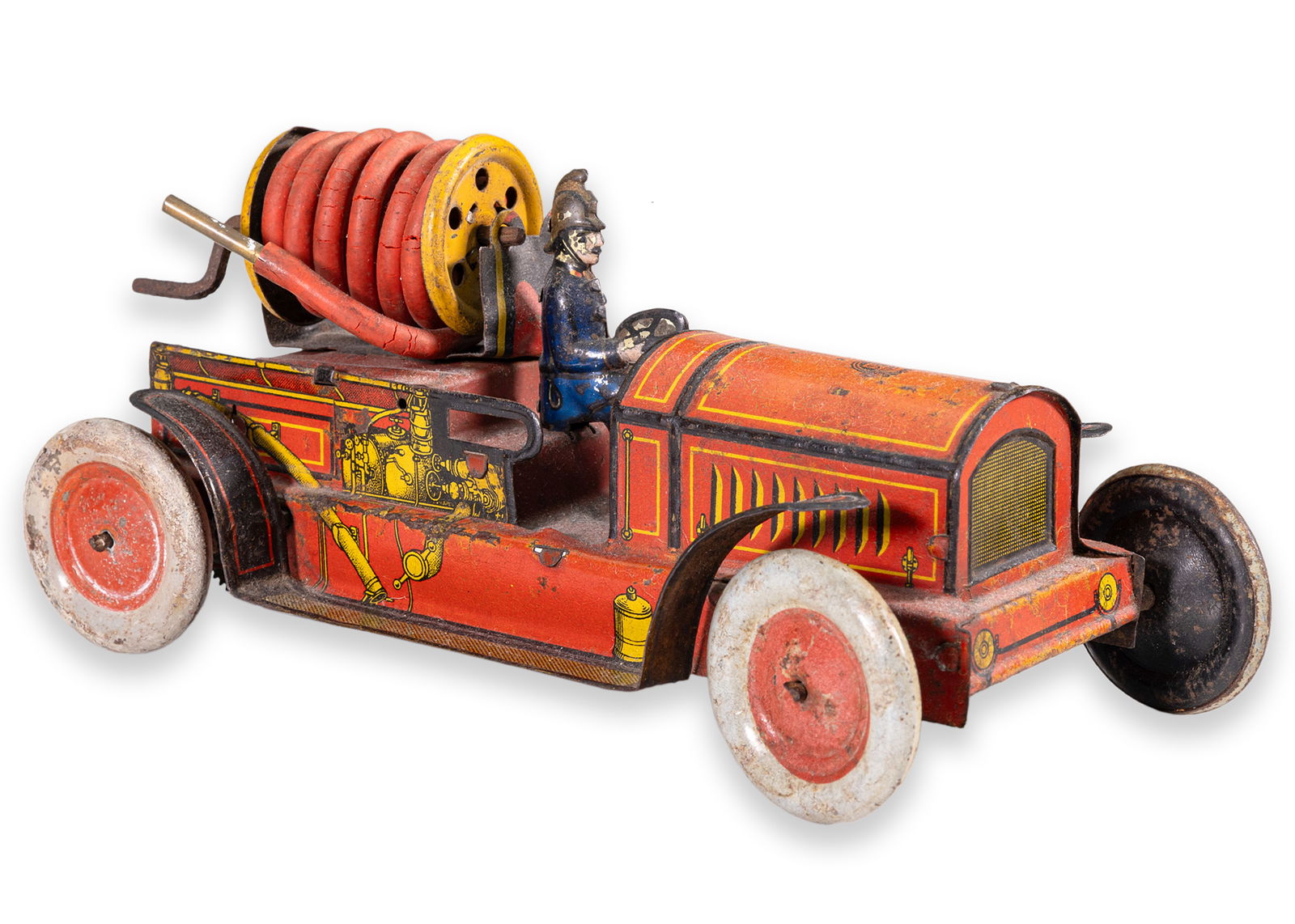 Gunthermann Fire Engine Windup Clockwork Antique Toy Painted Tinplate Germany 1920 (1 of 8)