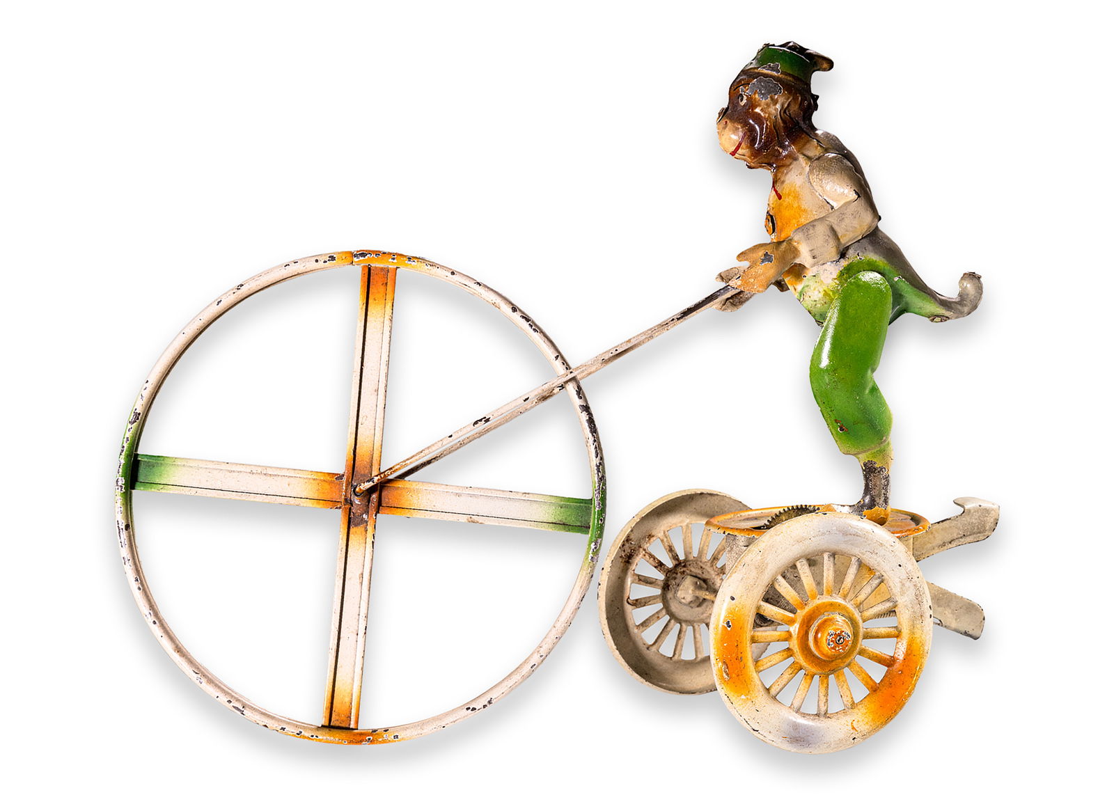 Gunthermann Monkey with a Wheel Antique Tinplate Toy Collectibles Germany 1890s (1 of 14)