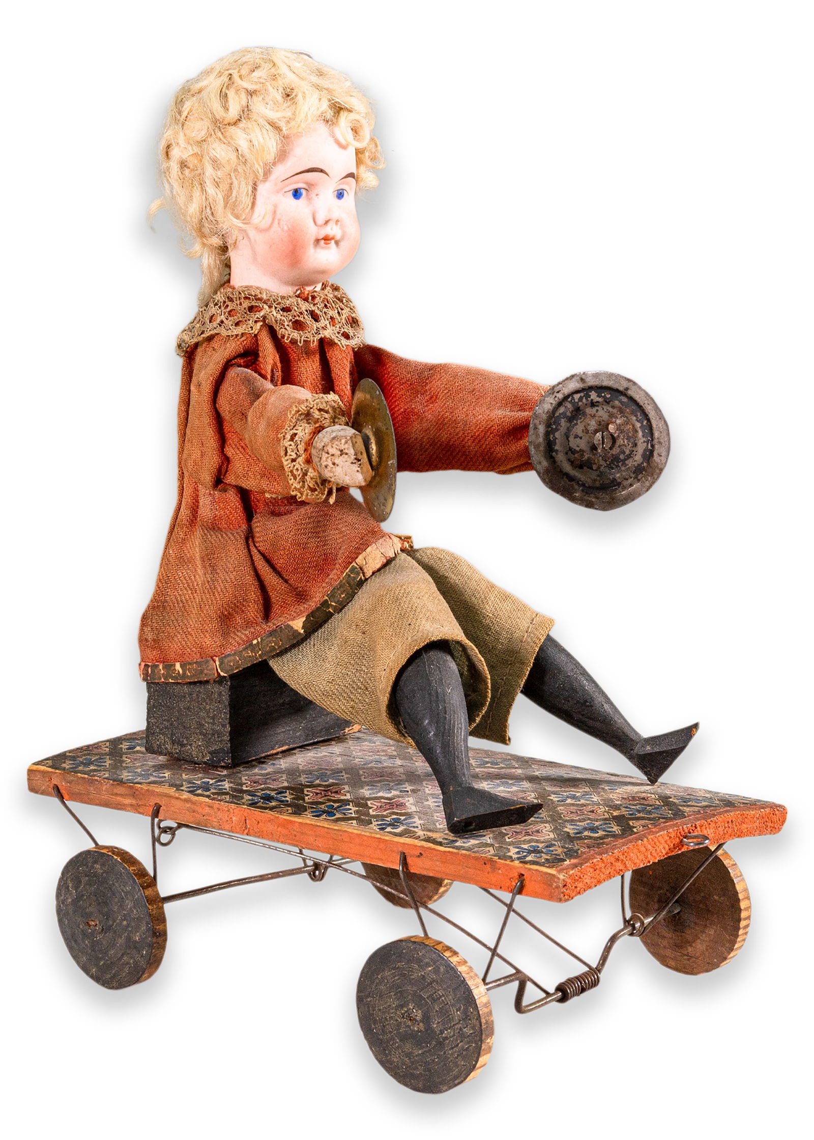 Roullet & Decamps Doll with Symbols on Rolling Metal Cart Antique Toy Collectables France 1890 (1 of 8)