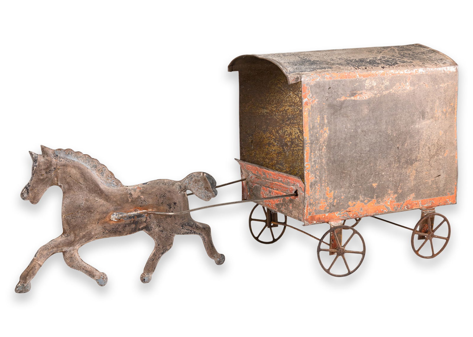 James Fallows & Sons Horse Carriage (Large Red Cart) Antique Tinplate Toy Collectables America 1880s (1 of 7)