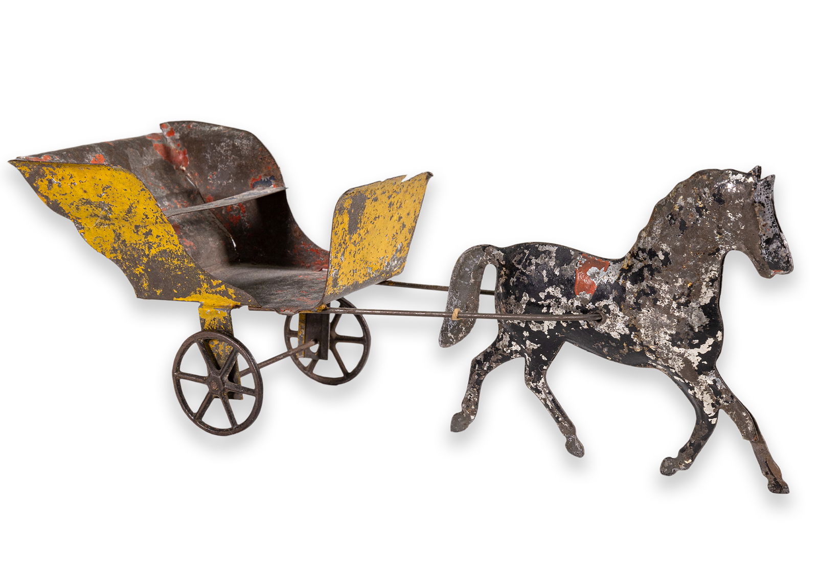 James Fallows & Sons Horse Carriage (Yellow Cart) Antique Tinplate Toy Collectables America 1880s (1 of 5)
