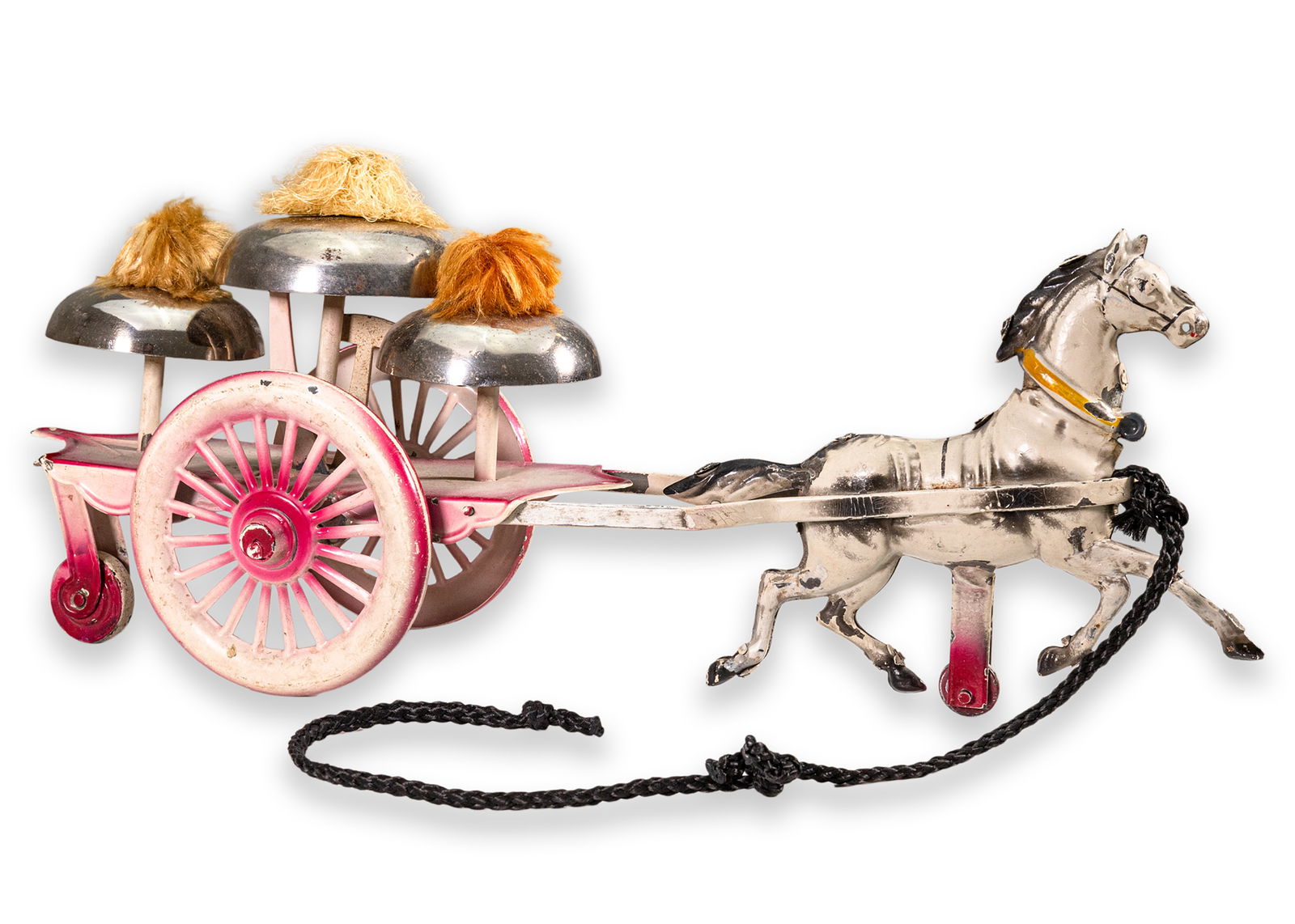 Vintage Pink Carriage Bell Pull Toy Antique Cast Iron Toy Collectables (1 of 7)