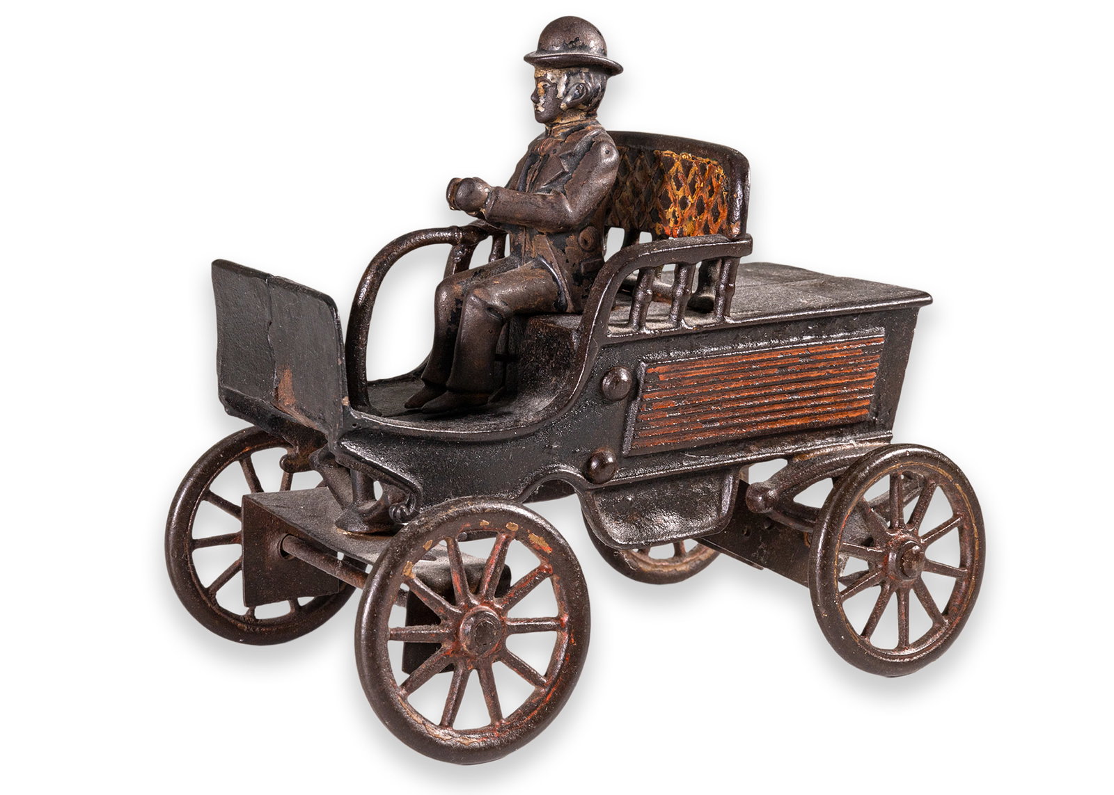 Harris Toy Co. Horseless Carriage Cast Iron Clockwork Windup Antique Toy Car Ohio 1900 (1 of 6)