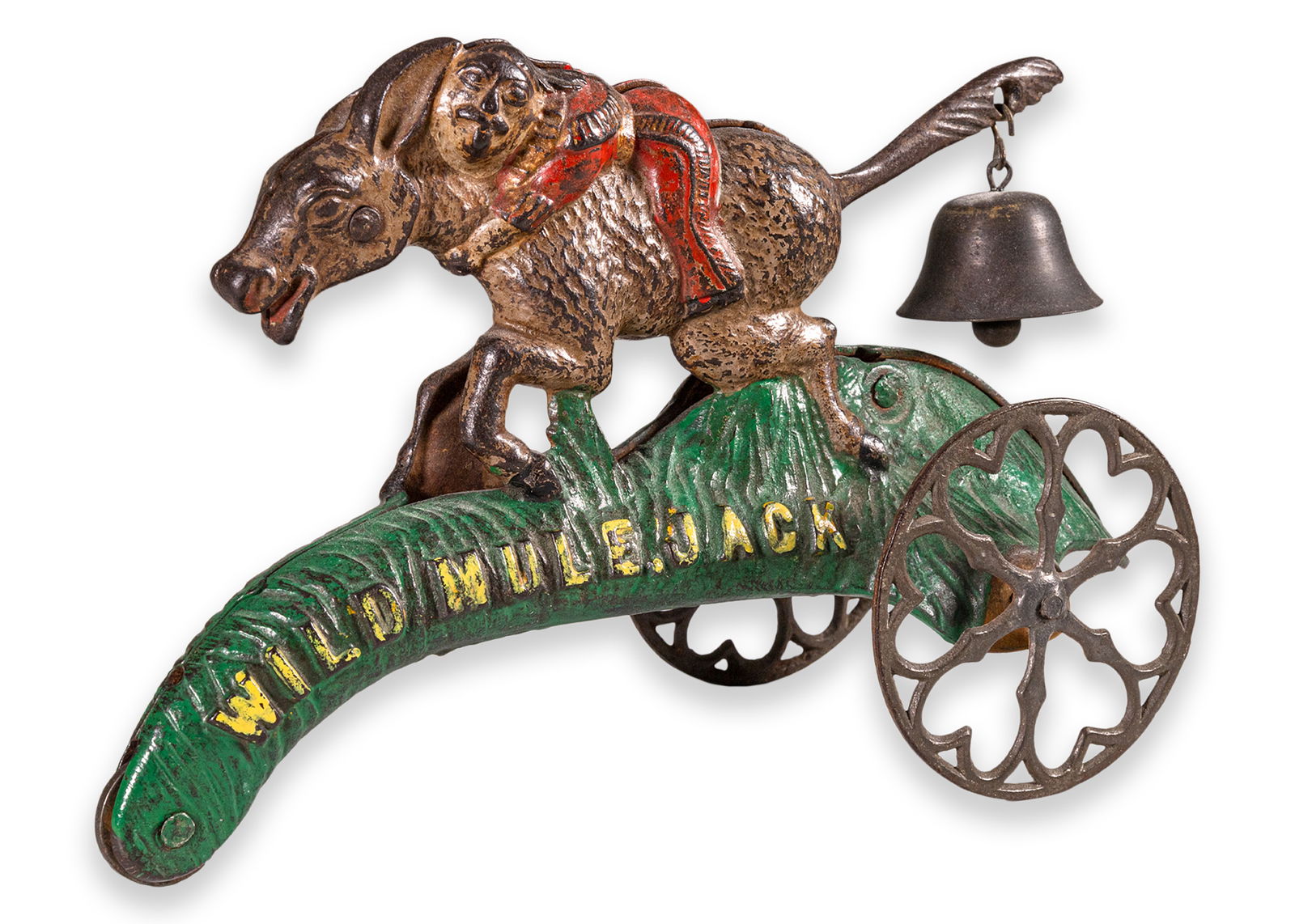 Gong Bell Toy Company Wild Mule Jack Bell Pull Toy Antique Cast Iron Connecticut America 1905 (1 of 6)