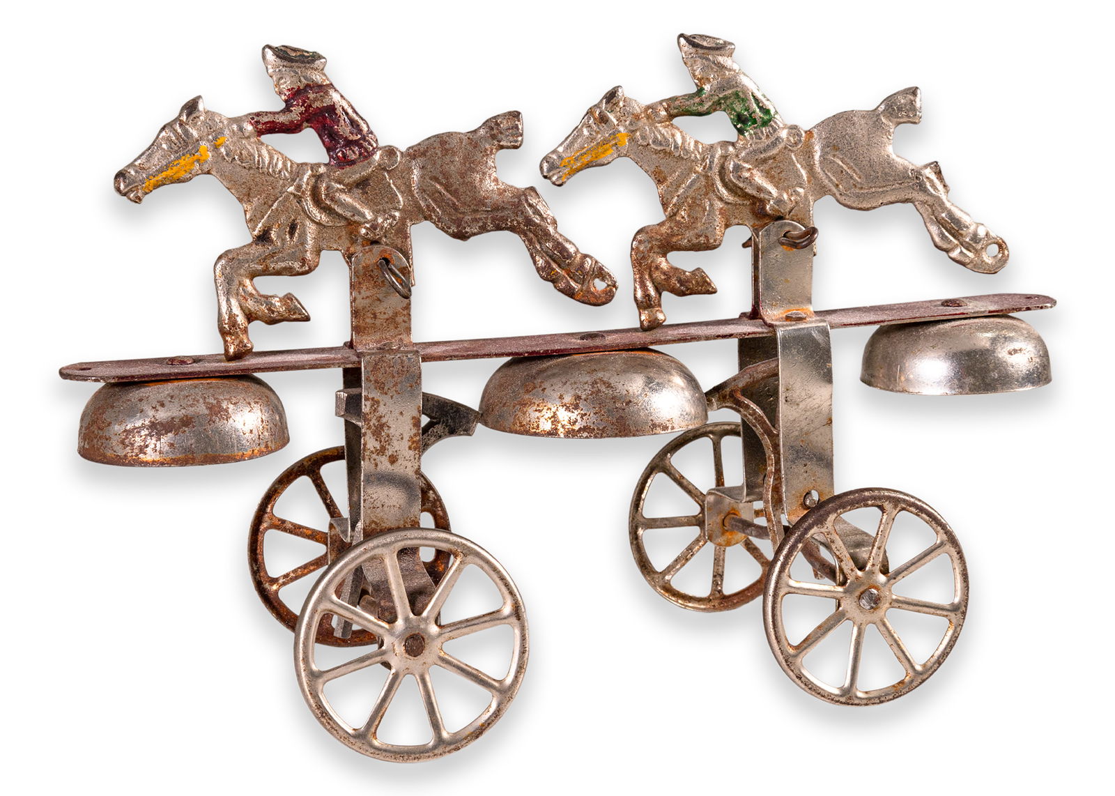 Watrous Mfg. Co. Horse Jockeys Bell Pull Toy Antique Cast Iron Connecticut America 1920 (1 of 6)