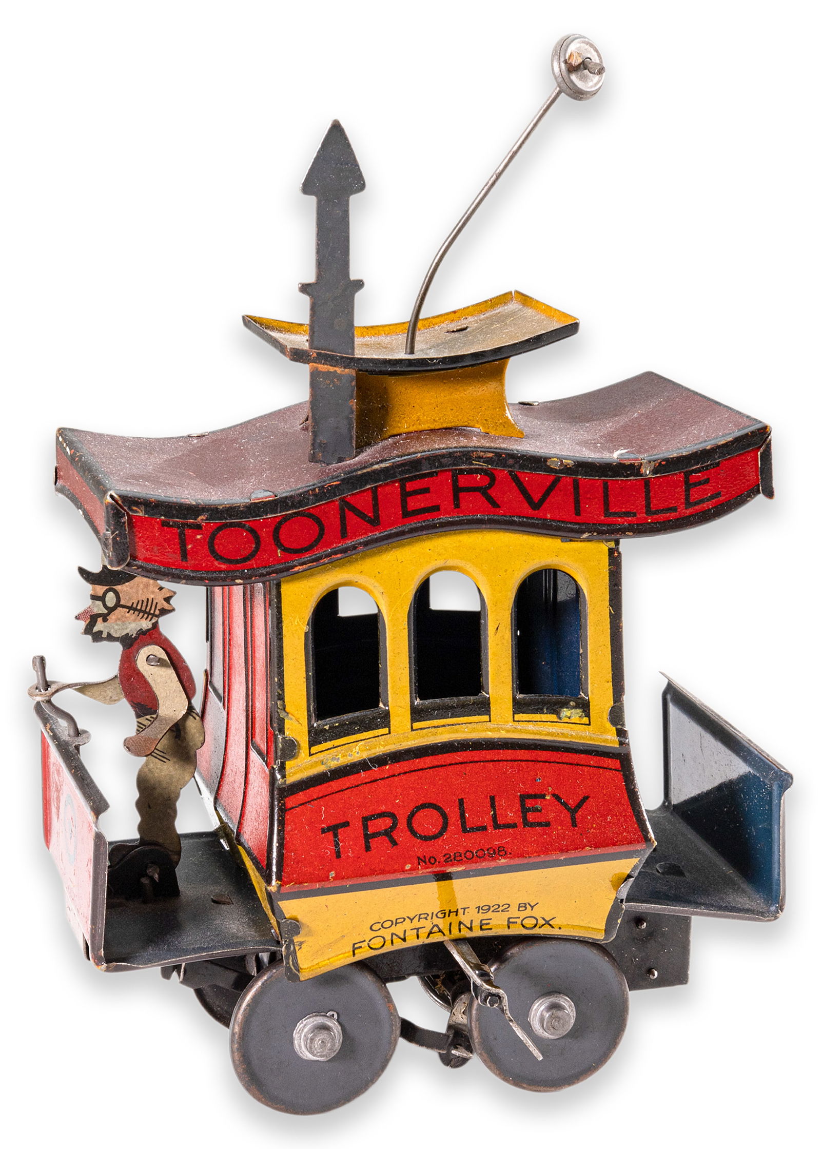 Nifty Fontaine Fox's Toonerville Trolley Windup Clockwork Antique Tin Toy Germany 1920 (1 of 7)