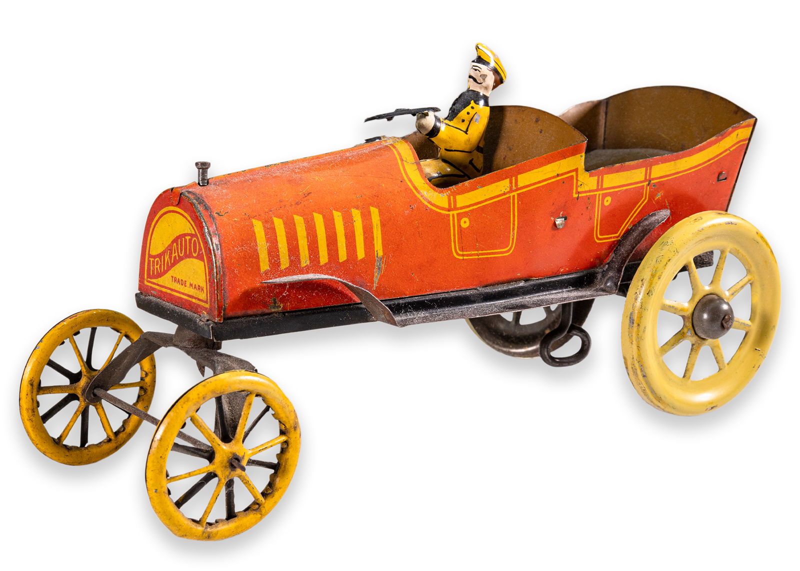 Ferdinand Strauss Co. Trik Auto Windup Clockwork Antique Tinplate Toy Car New York 1920 (1 of 6)