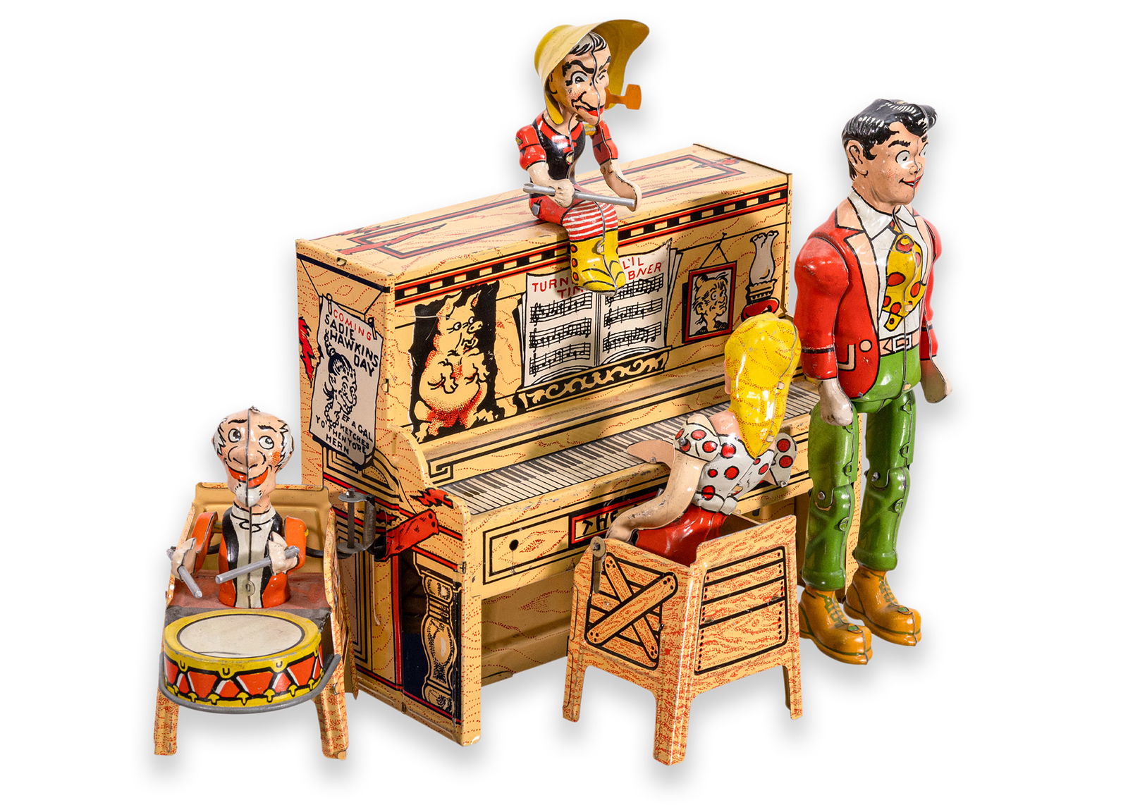 Unique Art Manufacturing Co. Inc. L’il Abner and His Dogpatch Band Tinplate Windup Antique Toy (1 of 17)